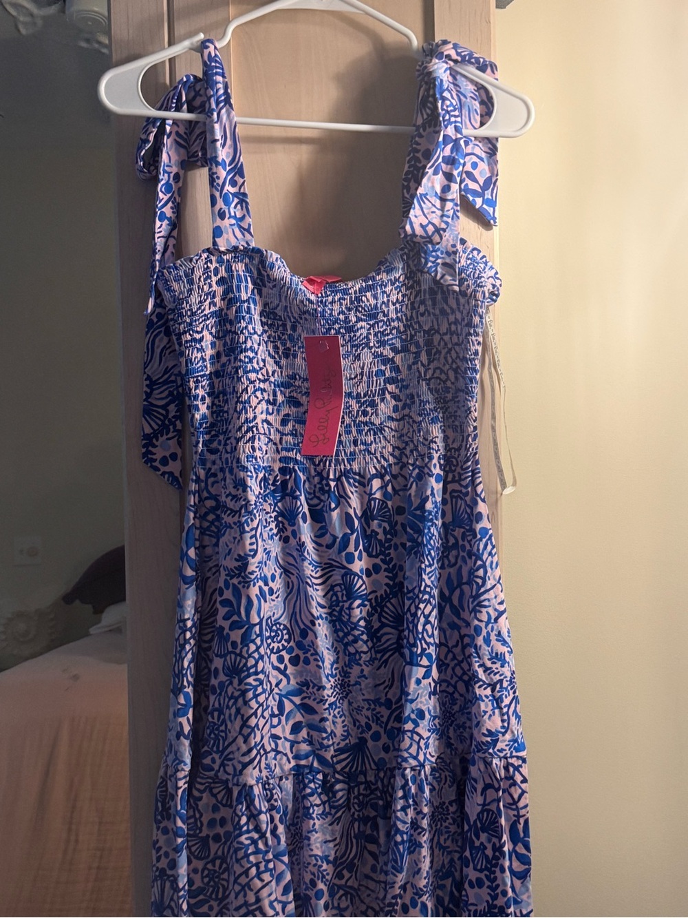 Lilly Pulitzer Pink and Blue Floral Smocked Dress